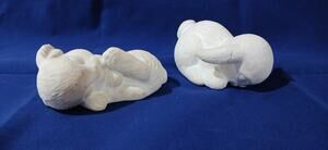 Ceramic Sleepy Bunnies Garden Flower Pot Decor Set of Two Bunnies